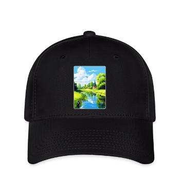 Spreewald Deutschland Vintage Reiseplakat Souvenir - Flexfit Cap - Schwarz - Vorne