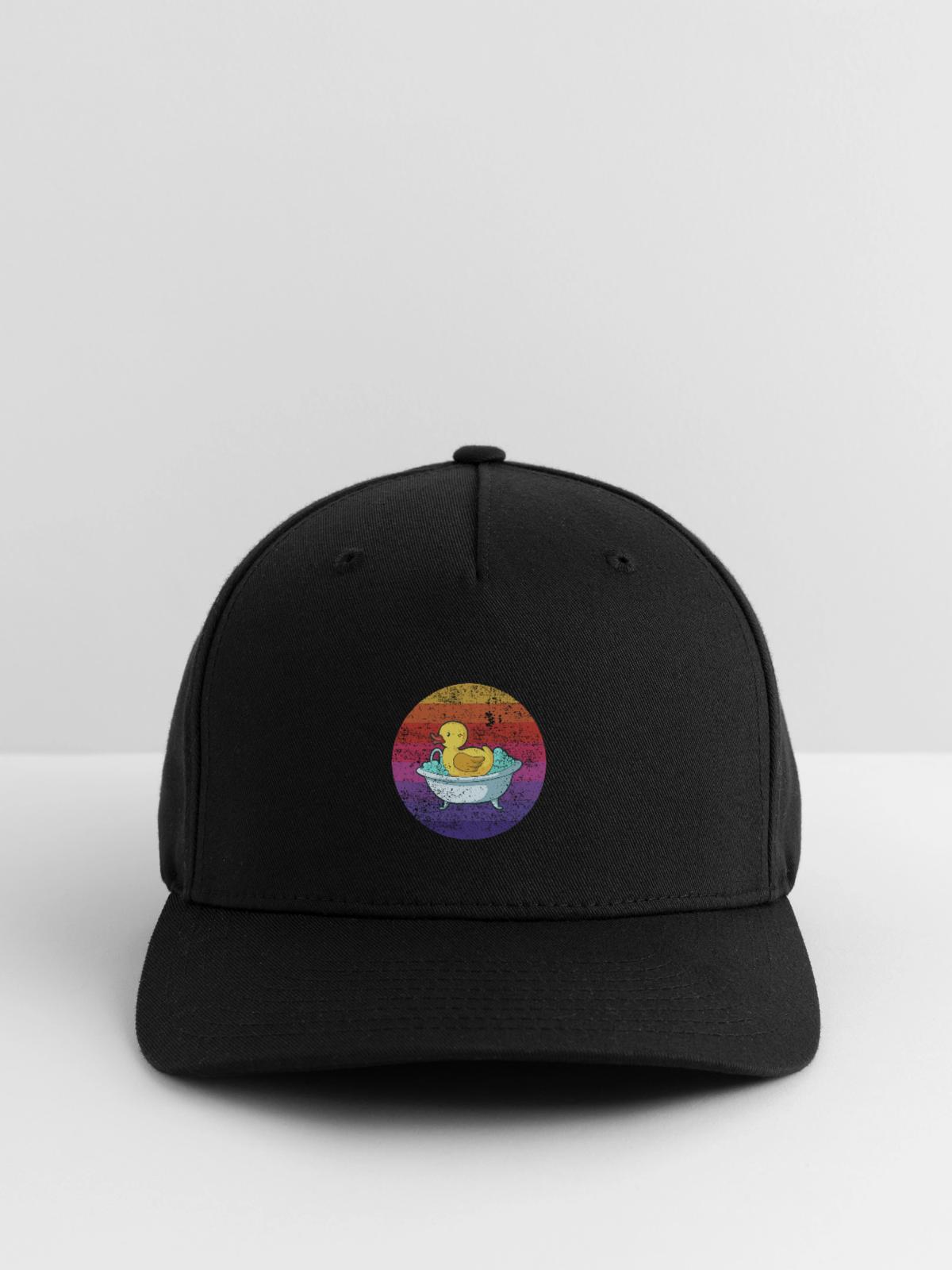 Badeente Badewanne Retro - Flexfit Cap - Schwarz - Vorne