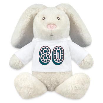 80. 80 JAHRE. 80-JÄHRIGES JUBILÄUM. 80. GEBURTSTAG. - MiniFeet® RecycelHase® Creme - Weiß - Vorne