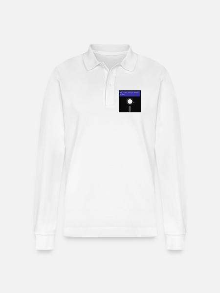 floppy disk - Stanley/Stella Organic Unisex Long-Sleeved Polo Shirt Prepster - white