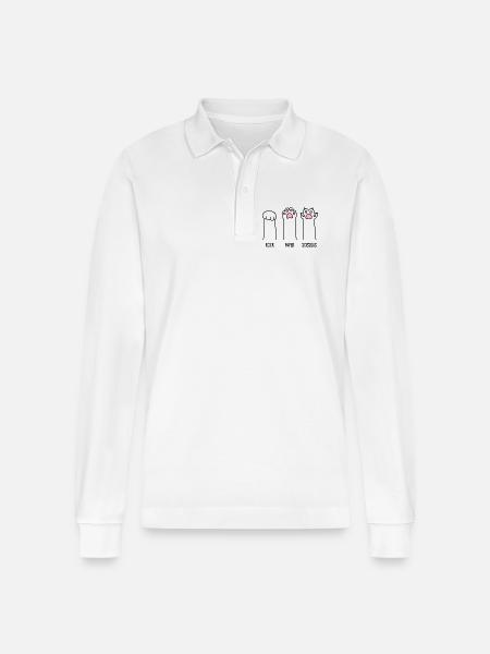 Rock Paper Scissors - Stanley/Stella Organic Unisex Long-Sleeved Polo Shirt Prepster - white