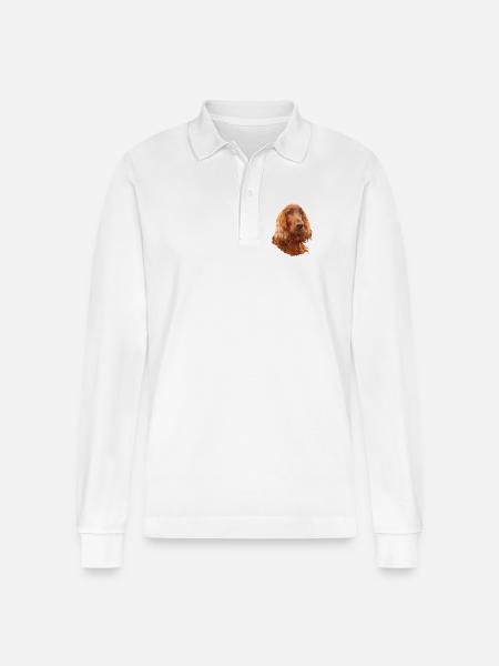 Irish Setter Red - Stanley/Stella Unisex Bio-Langarm-Poloshirt Prepster - Weiß