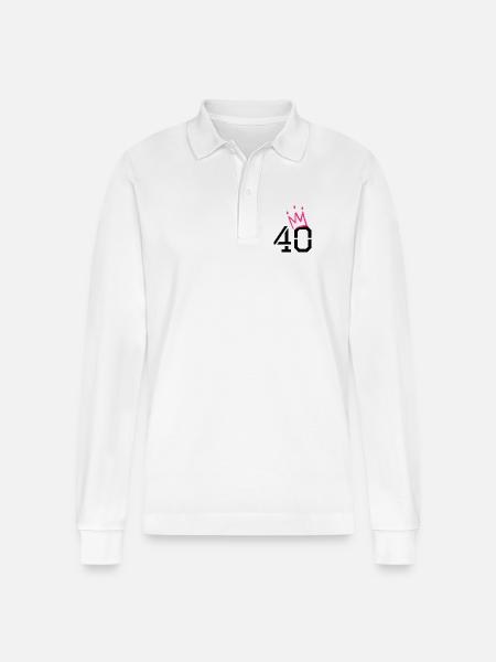 40 crown - 40th birthday - Stanley/Stella Organic Unisex Long-Sleeved Polo Shirt Prepster - white