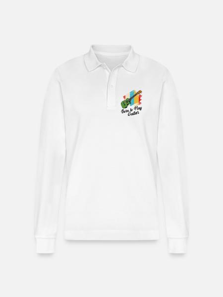 Gitarre - Stanley/Stella Unisex Bio-Langarm-Poloshirt Prepster - Weiß