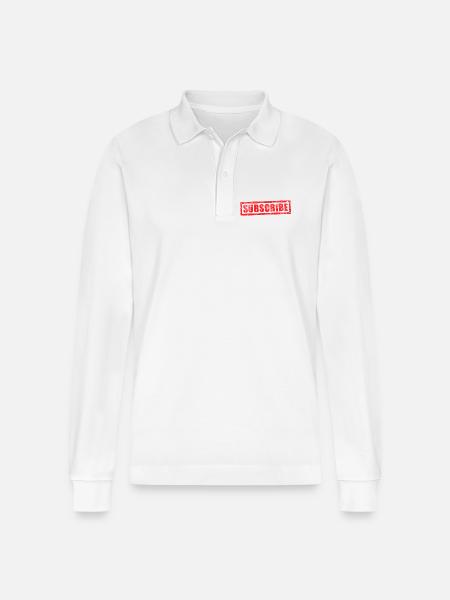 subscribe grunge stamp - Stanley/Stella Organic Unisex Long-Sleeved Polo Shirt Prepster - white