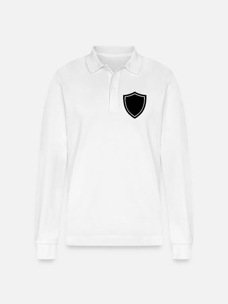 shield icon logo shape security - Stanley/Stella Organic Unisex Long-Sleeved Polo Shirt Prepster - white
