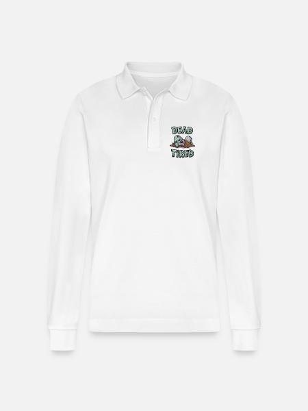Dead Tired - Stanley/Stella Organic Unisex Long-Sleeved Polo Shirt Prepster - white