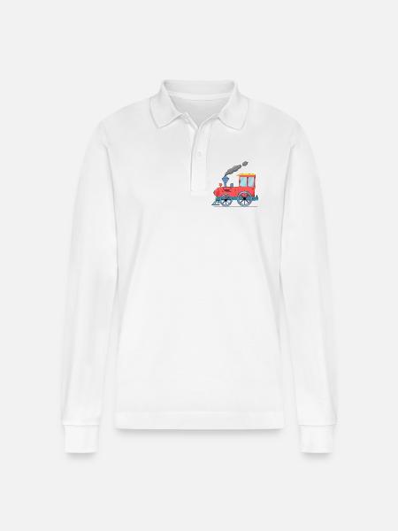 Children's train railway pink - Stanley/Stella Organic Unisex Long-Sleeved Polo Shirt Prepster - white