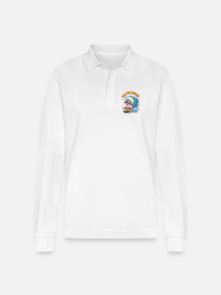 Ride The Waves! - Stanley/Stella Organic Unisex Long-Sleeved Polo Shirt Prepster - white