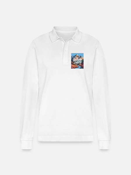 Rockies Calling - Stanley/Stella Organic Unisex Long-Sleeved Polo Shirt Prepster - white