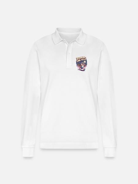 Running Owl Night - Stanley/Stella Organic Unisex Long-Sleeved Polo Shirt Prepster - white