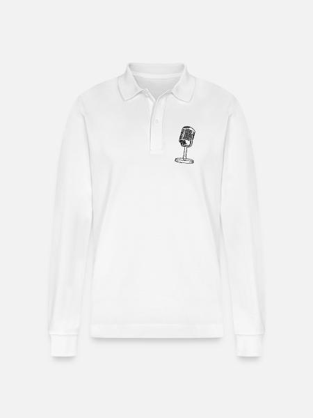 Mikrofon - Retro - gezeichnet - Stanley/Stella Unisex Bio-Langarm-Poloshirt Prepster - Weiß