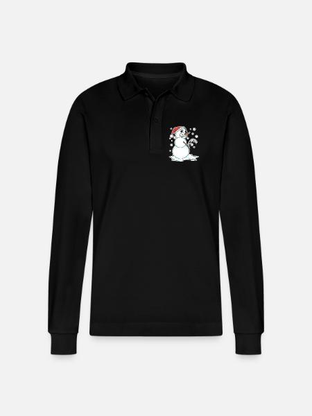 Snowman funny - Stanley/Stella Organic Unisex Long-Sleeved Polo Shirt Prepster - black
