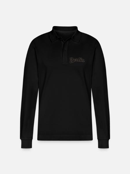 Berlin German Capital lettering - Stanley/Stella Organic Unisex Long-Sleeved Polo Shirt Prepster - black