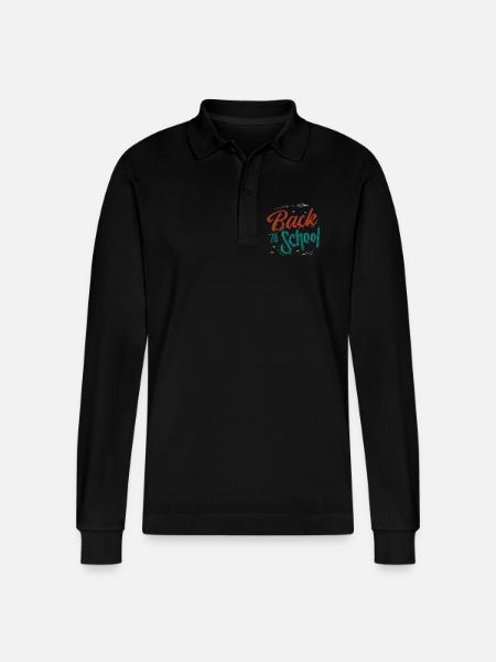 Back to school - Stanley/Stella Organic Unisex Long-Sleeved Polo Shirt Prepster - black