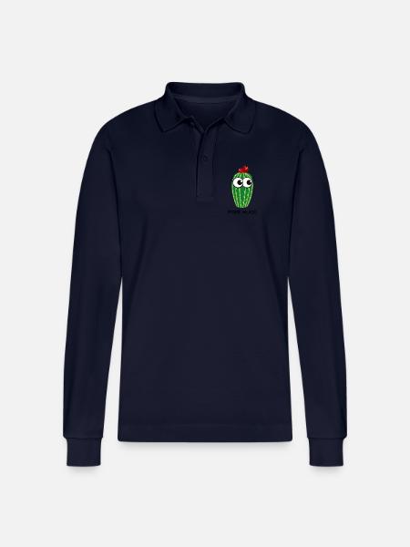 Free Hugs Cactus - Stanley/Stella Organic Unisex Long-Sleeved Polo Shirt Prepster - navy