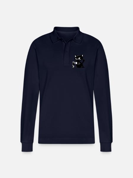 Katze - Stanley/Stella Unisex Bio-Langarm-Poloshirt Prepster - Navy