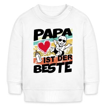 Baby Papa ist der Beste Jungen - Baby Organic Sweatshirt Baby Changer von Stanley/Stella - Weiß - Vorne
