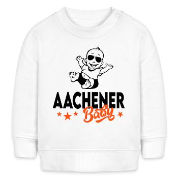 Baby Stadt Städte geboren in Aachen - Baby Organic Sweatshirt Baby Changer von Stanley/Stella - Weiß - Vorne