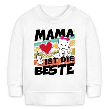 Baby Mama ist die Beste Mädchen - Baby Organic Sweatshirt Baby Changer von Stanley/Stella - Weiß - Vorne