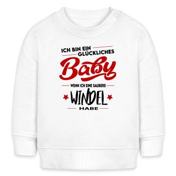 Glückliches Baby Windel wechseln Hintern putzen - Baby Organic Sweatshirt Baby Changer von Stanley/Stella - Weiß - Vorne