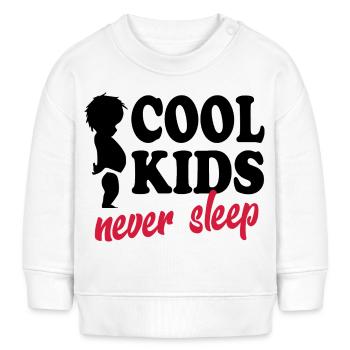 Baby Cool Never Sleep Niemals schlafen - Baby Organic Sweatshirt Baby Changer von Stanley/Stella - Weiß - Vorne