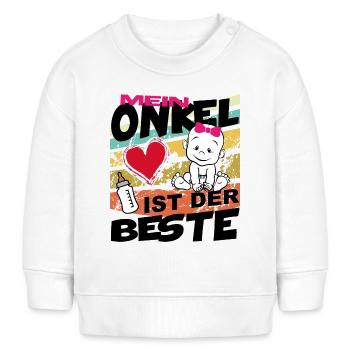 Baby Onkel ist der Beste Mädchen - Baby Organic Sweatshirt Baby Changer von Stanley/Stella - Weiß - Vorne