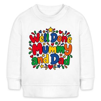Well Done Mummy and Dad - Baby Organic Sweatshirt Baby Changer von Stanley/Stella - Weiß - Vorne