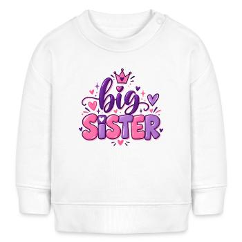 Big Sister - Große Schwester - Geschwister - Baby Organic Sweatshirt Baby Changer von Stanley/Stella - Weiß - Vorne