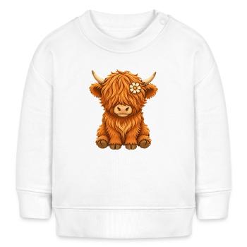 Süßes Schottisches Hochlandrind Kalb Daisy Shirt - Baby Organic Sweatshirt Baby Changer von Stanley/Stella - Weiß - Vorne