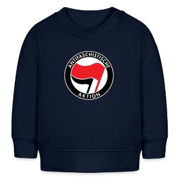 Antifaschistische Aktion, Antifa Logo, Flaggen - Baby Organic Sweatshirt Baby Changer von Stanley/Stella - Navy - Vorne