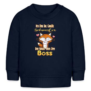 Große Schwester Fuchs - Baby Organic Sweatshirt Baby Changer von Stanley/Stella - Navy - Vorne