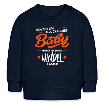 Glückliches Baby Windel wechseln Hintern putzen - Baby Organic Sweatshirt Baby Changer von Stanley/Stella - Navy - Vorne