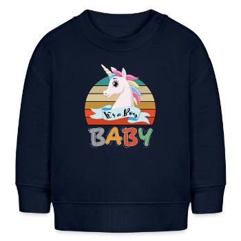 Baby It s a Boy Junge Einhorn Unicorn - Baby Organic Sweatshirt Baby Changer von Stanley/Stella - Navy - Vorne