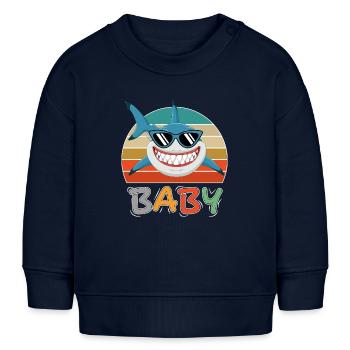 Baby Hai Fisch Tiere Lustig Sonnenbrille - Baby Organic Sweatshirt Baby Changer von Stanley/Stella - Navy - Vorne
