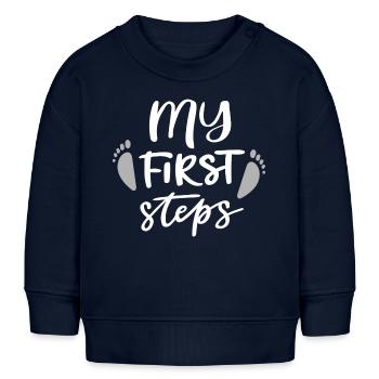 First Steps Erste Schritte Baby  - Baby Organic Sweatshirt Baby Changer von Stanley/Stella - Navy - Vorne