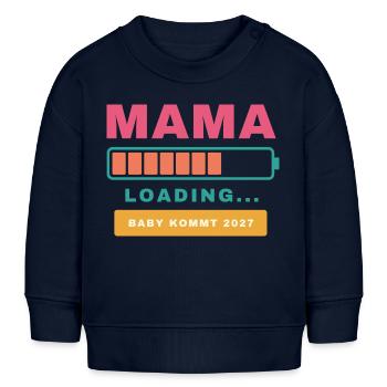 Mama Loading – Baby kommt 2027 - Baby Organic Sweatshirt Baby Changer von Stanley/Stella - Navy - Vorne