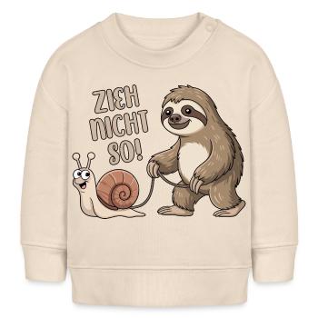 Zieh nicht so - Schnecke und Faultier - Baby Organic Sweatshirt Baby Changer von Stanley/Stella - Natur - Vorne