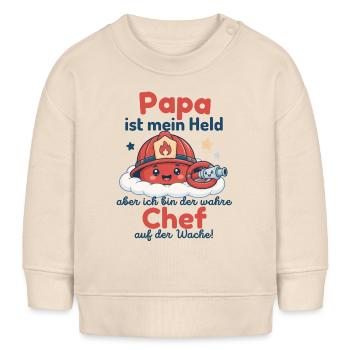 Kleiner Chef Papa Baby Feuerwehr Geschenk - Baby Organic Sweatshirt Baby Changer von Stanley/Stella - Natur - Vorne