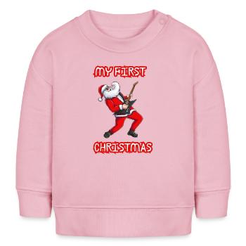 Rockin Santa Weihnachtsgitarre - Baby Organic Sweatshirt Baby Changer von Stanley/Stella - Hellrosa - Vorne