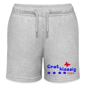 Schulanfang Erstklassig 2024 - Kinder Organic Joggingshorts Mini Bolter von Stanley/Stella - Grau meliert - Vorne