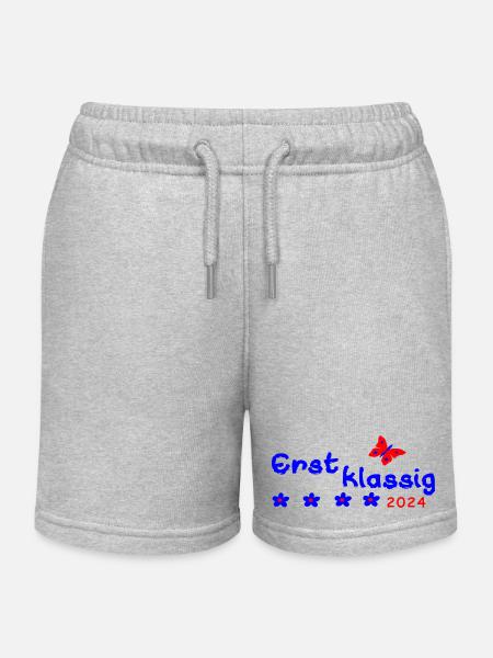 Schulanfang Erstklassig 2024 - Kinder Organic Joggingshorts Mini Bolter von Stanley/Stella - Grau meliert