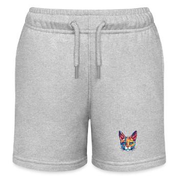 Pixie Bob Katze Bunte Aquarell Haustier Illustration - Kinder Organic Joggingshorts Mini Bolter von Stanley/Stella - Grau meliert - Vorne