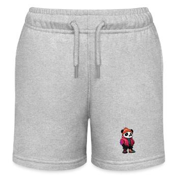 Panda mit Winterjacke und Mütze - Kinder Organic Joggingshorts Mini Bolter von Stanley/Stella - Grau meliert - Vorne