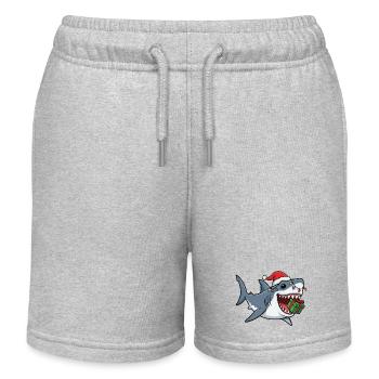 Weihnachtshai mit Lichterkette Hai Fisch Christmas - Kinder Organic Joggingshorts Mini Bolter von Stanley/Stella - Grau meliert - Vorne