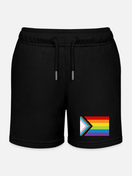 LGBT Pride Flag / Neue Regenbogen Progress Flagge - Kinder Organic Joggingshorts Mini Bolter von Stanley/Stella - Schwarz