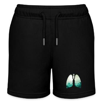 Green nature forest landscape lungs - Kids Organic Sweat Shorts by Stanley/Stella - black - Front