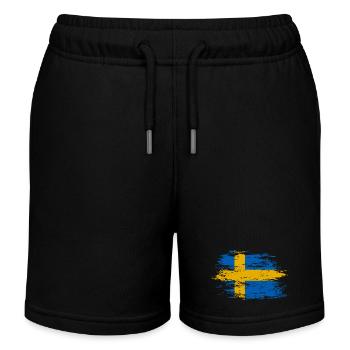 Sweden flag used - Kids Organic Sweat Shorts by Stanley/Stella - black - Front