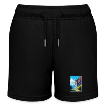 Staubbach Falls Switzerland Vintage Travel Poster - Kids Organic Sweat Shorts by Stanley/Stella - black - Front