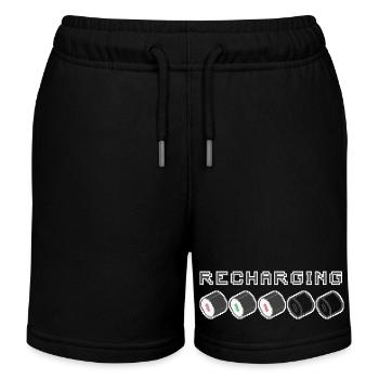 Recharging Pixel Sushi - Kids Organic Sweat Shorts by Stanley/Stella - black - Front
